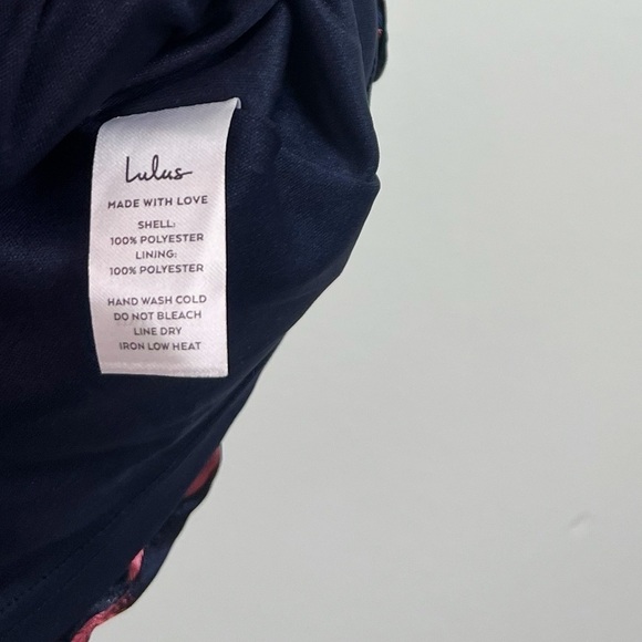 NWT Lulu’s Pop the Bottle Navy Blue Floral Jacquard Ruffled Mini Dress - Picture 7 of 7